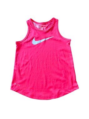 NIKE Dri-Fit Athletic Tank Top Girls 6-7 Neon Pink Racerback Paint Splatter
